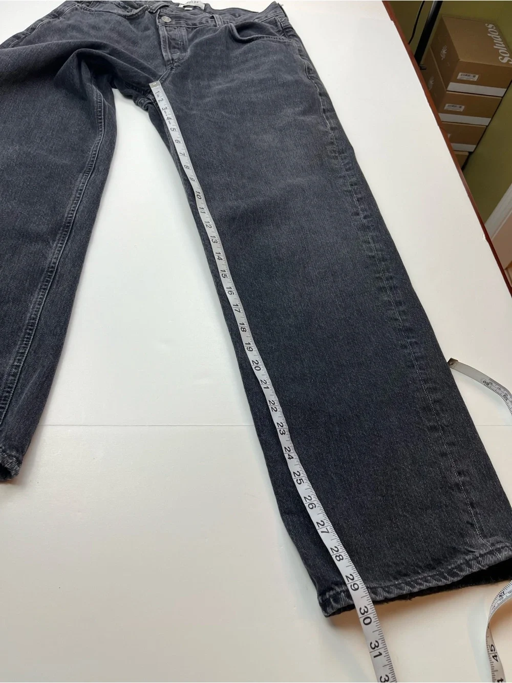 Agolde Criss Cross Denim Jean Asymmetrical Faded Black Pockets‎ Womens Size 27